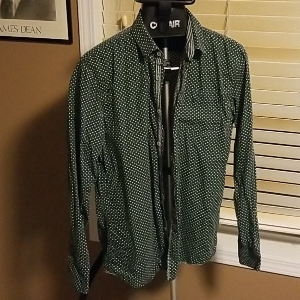 Green pokadot dress shirt. Simon's brand